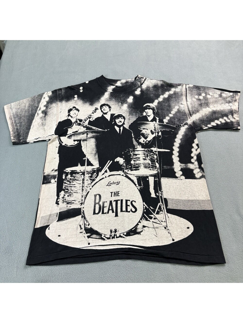 Vintage 90s The Beatles All Over Print Band T Shirt Size XL AOP